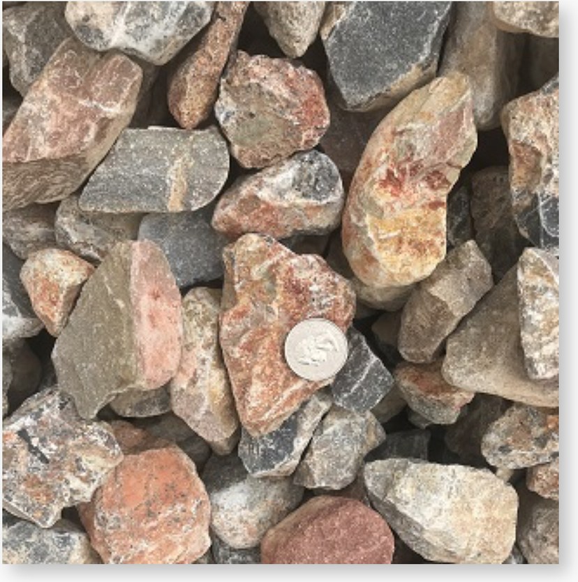 Crimson Ash Gravel, 2 inch minus, close up
