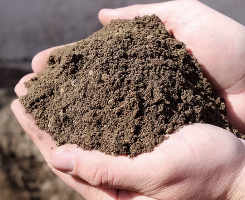 Wasatch Blend soil held in a hand