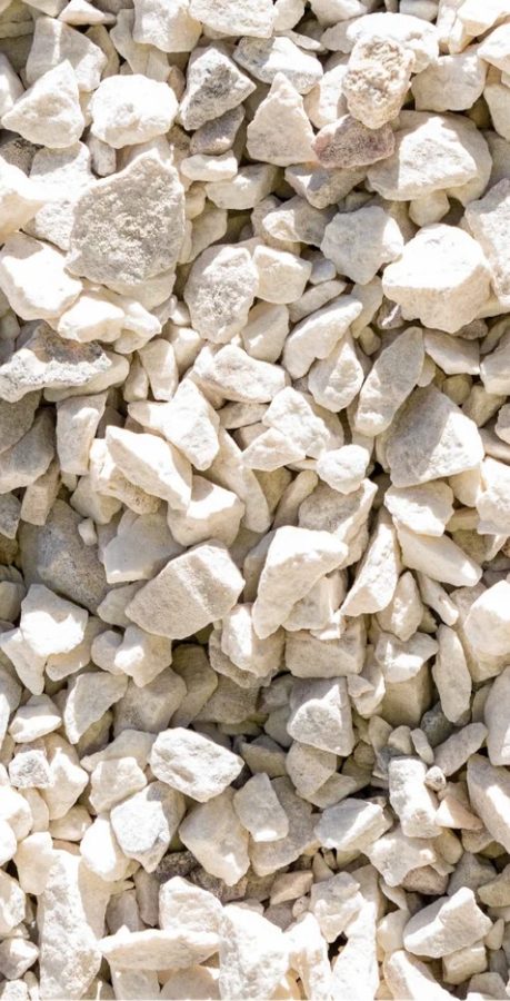 White Marble crushed rock, 3/4 inch minus, close up